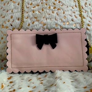 Betsey Johnson Pink/Black Bow Crossbody.
